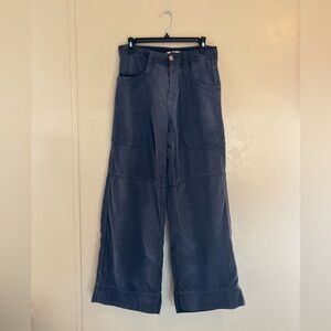 Wide Leg Corduroy Pants in Navy